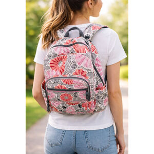 Vera Bradley Campus Backpack Cherry Blossom Floral Quilted Laptop Bag Boho Retro